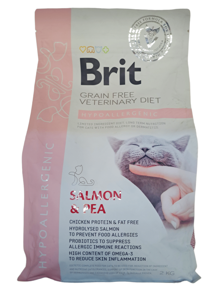 מזון רפואי לחתולים נמוך באלרגנים מבית בריט, 2 קילוגרם