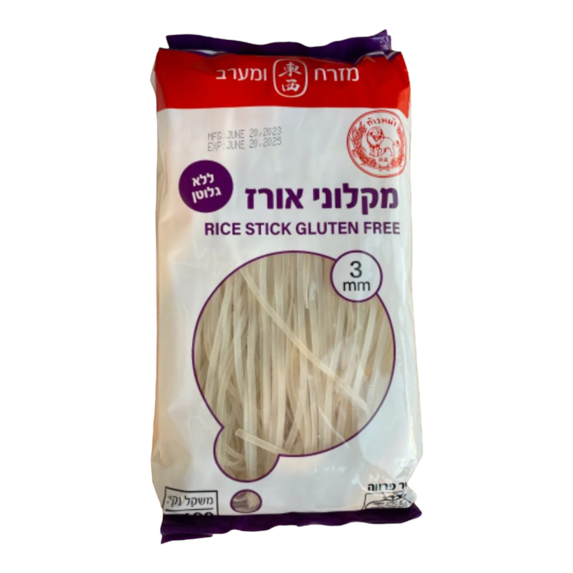 מקלוני אורז ללא גלוטן 3 מ״מ מזרח ומערב